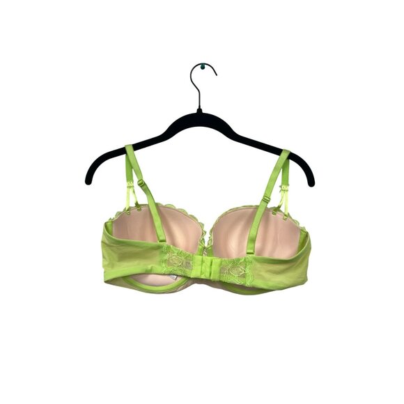 Women’s Victorias Secret Neon Green Lace Overlay Balconette Bra Size 36D #6266 - Picture 2 of 12